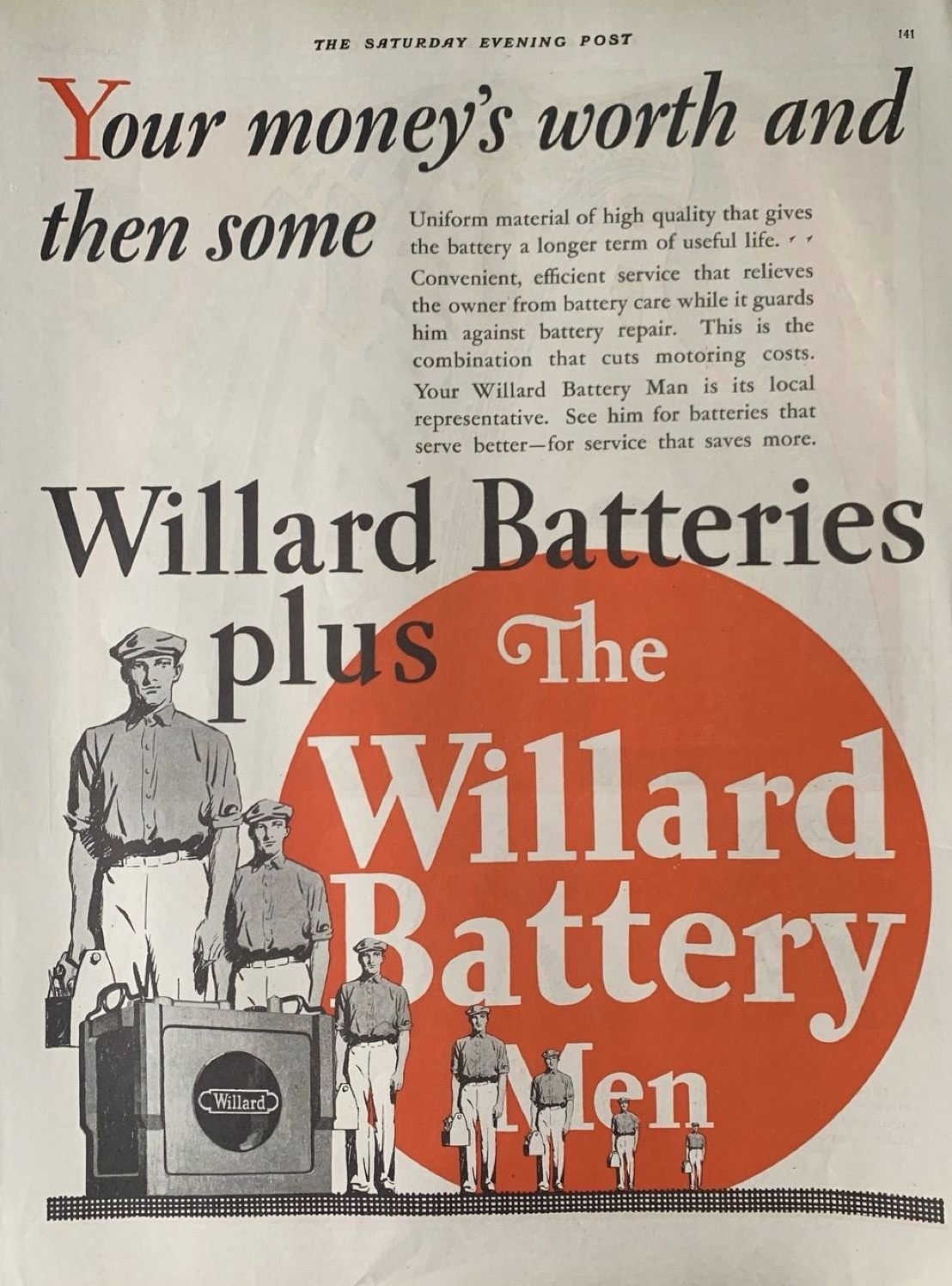 Vintage Willard Battery Men advertisement
