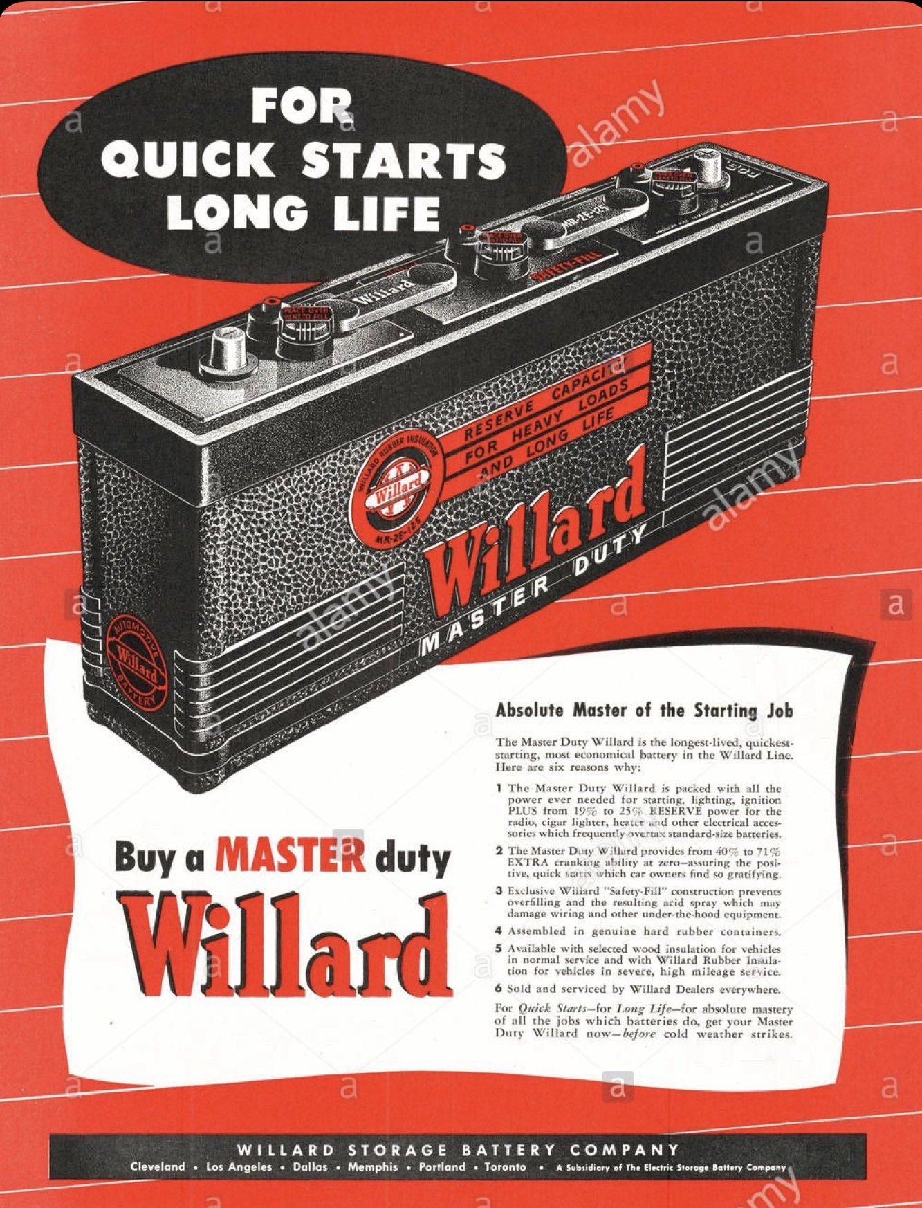 Vintage Willard Master Duty battery advertisement